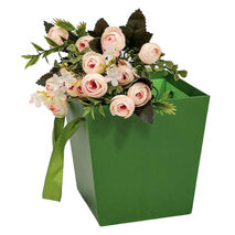 Коробка для цветов с ручками зеленая