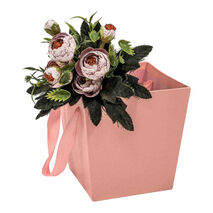 Коробка для цветов с ручками темно-лососевая